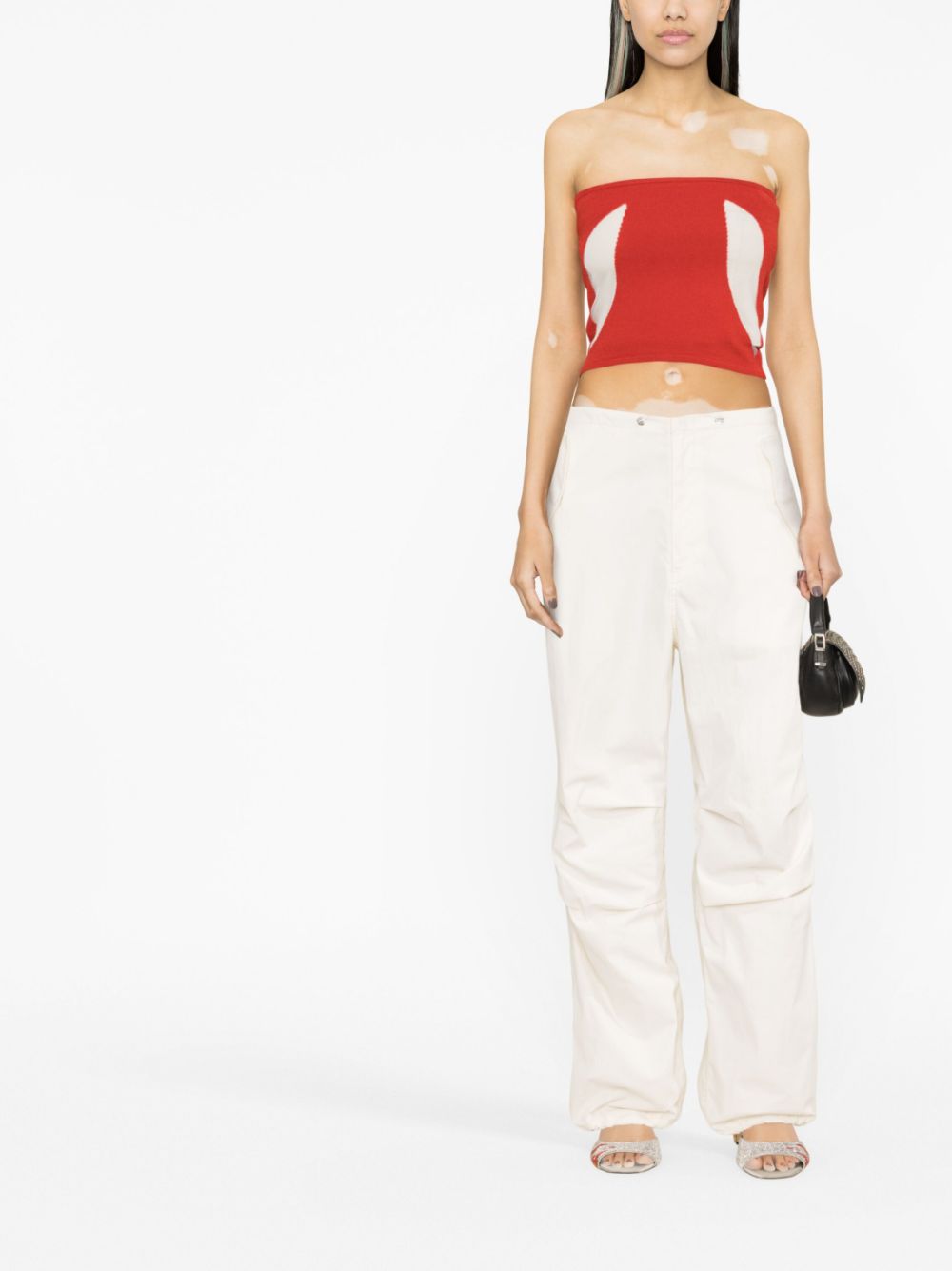 Chet Lo stripe-detail knitted tube top - Rood